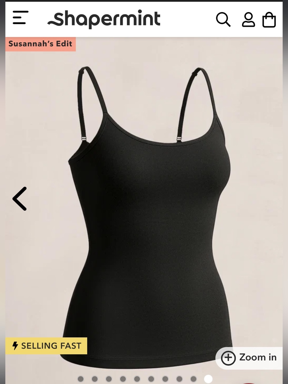 Shapermint essentials Women’s Black Seamless Tank Top with Adjustable Straps XL